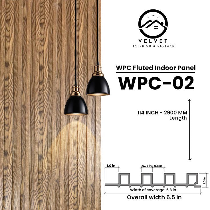 WPC-02 | WPC Wall Panel | Slat & Fluted Decorative Wall Panel | 1 in x 6.3 in x 114 in | Water & Moisture-Resistant | Fire-Retardant | Ideal for Living Rooms, Bedrooms, Bathrooms, TV & Feature Walls