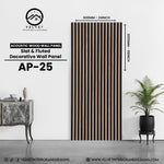 AP-25 | Acoustic Wood Wall Panel | Slat & Fluted Decorative Wall Panel | 0.85 in x 24 in x 110 in | Sound-Absorbing | Ideal for Living Rooms, Bedrooms, TV Walls & Feature Walls