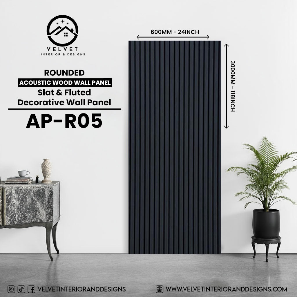 AP-R05 | Acoustic Wood Wall Panel | Slat & Fluted Decorative Wall Panel | 0.85 in x 24 in x 118 in | Sound-Absorbing | Ideal for Living Rooms, Bedrooms, TV Walls & Feature Walls