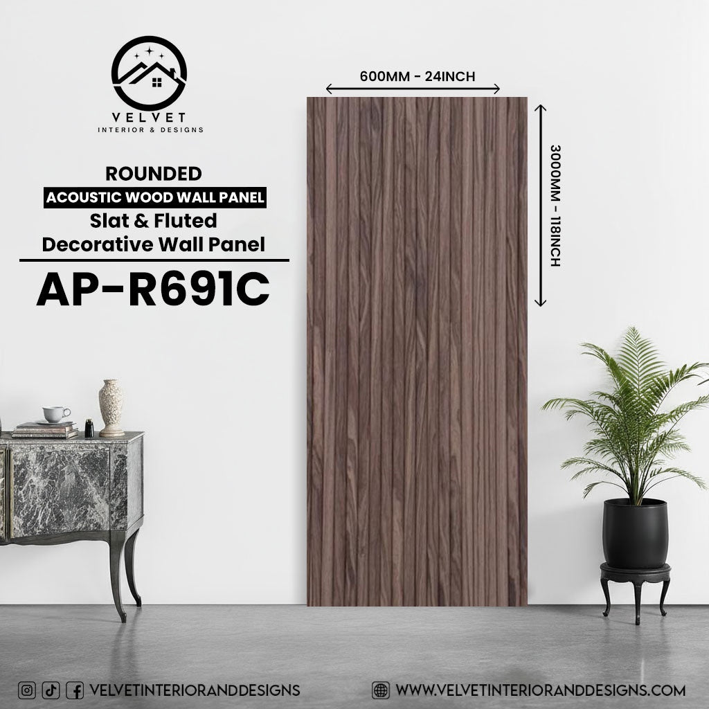AP-R691C | Acoustic Wood Wall Panel | Slat & Fluted Decorative Wall Panel | 0.85 in x 24 in x 118 in | Sound-Absorbing | Ideal for Living Rooms, Bedrooms, TV Walls & Feature Walls
