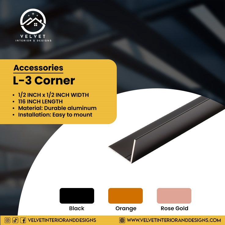 L-3 /  1/4"x3/8" Corner | Wall Panel Accessories & LED