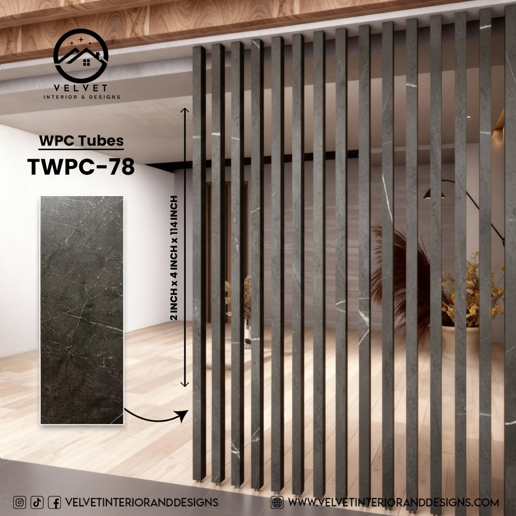 TWPC-78 | WPC Tubes | Slat & Fluted Decorative Wall Panel | 2 in x 4 in x 114 in | Water & Moisture-Resistant | Fire-Retardant | Ideal for Living Rooms, Bedrooms, Bathrooms, TV Walls & Feature Walls