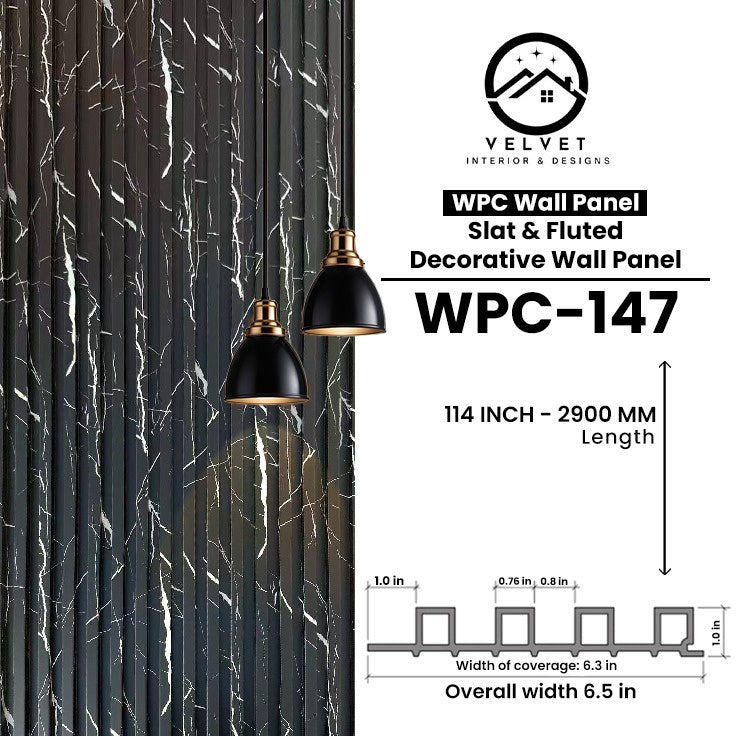 WPC-147 | WPC Wall Panel | Slat & Fluted Decorative Wall Panel | 1 in x 6.3 in x 114 in | Water & Moisture-Resistant | Fire-Retardant | Ideal for Living Rooms, Bedrooms, Bathrooms, TV & Feature Walls