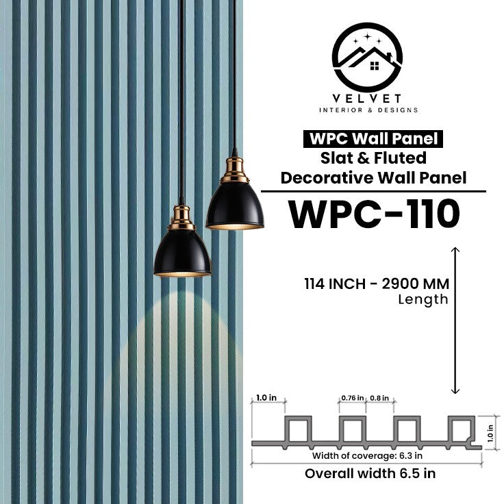 WPC-110 | WPC Wall Panel | Slat & Fluted Decorative Wall Panel | 1 in x 6.3 in x 114 in | Water & Moisture-Resistant | Fire-Retardant | Ideal for Living Rooms, Bedrooms, Bathrooms, TV & Feature Walls