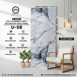U-08 | R Series | PVC UV Marble Sheet | Decorative Wall Panel | 1/8 in x 48 in x 110 in | Gloss Finish | Waterproof & Fire-Retardant | Ideal for Living Rooms, Bathrooms & Feature Walls