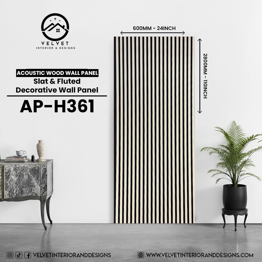 AP-H361 | Acoustic Wood Wall Panel | Slat & Fluted Decorative Wall Panel | 0.85 in x 24 in x 110 in | Sound-Absorbing | Ideal for Living Rooms, Bedrooms, TV Walls & Feature Walls