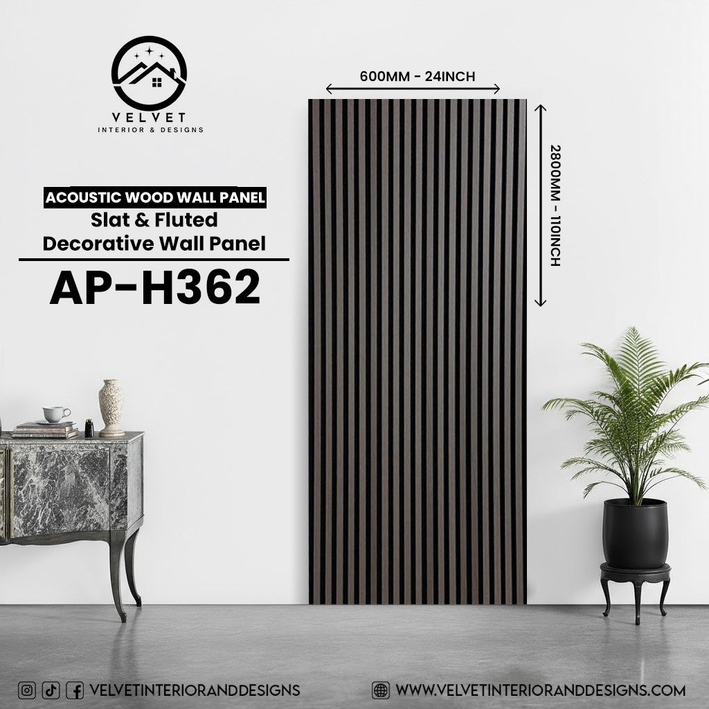 AP-H362| Acoustic Wood Wall Panel | Slat & Fluted Decorative Wall Panel | 0.85 in x 24 in x 110 in | Sound-Absorbing | Ideal for Living Rooms, Bedrooms, TV Walls & Feature Walls