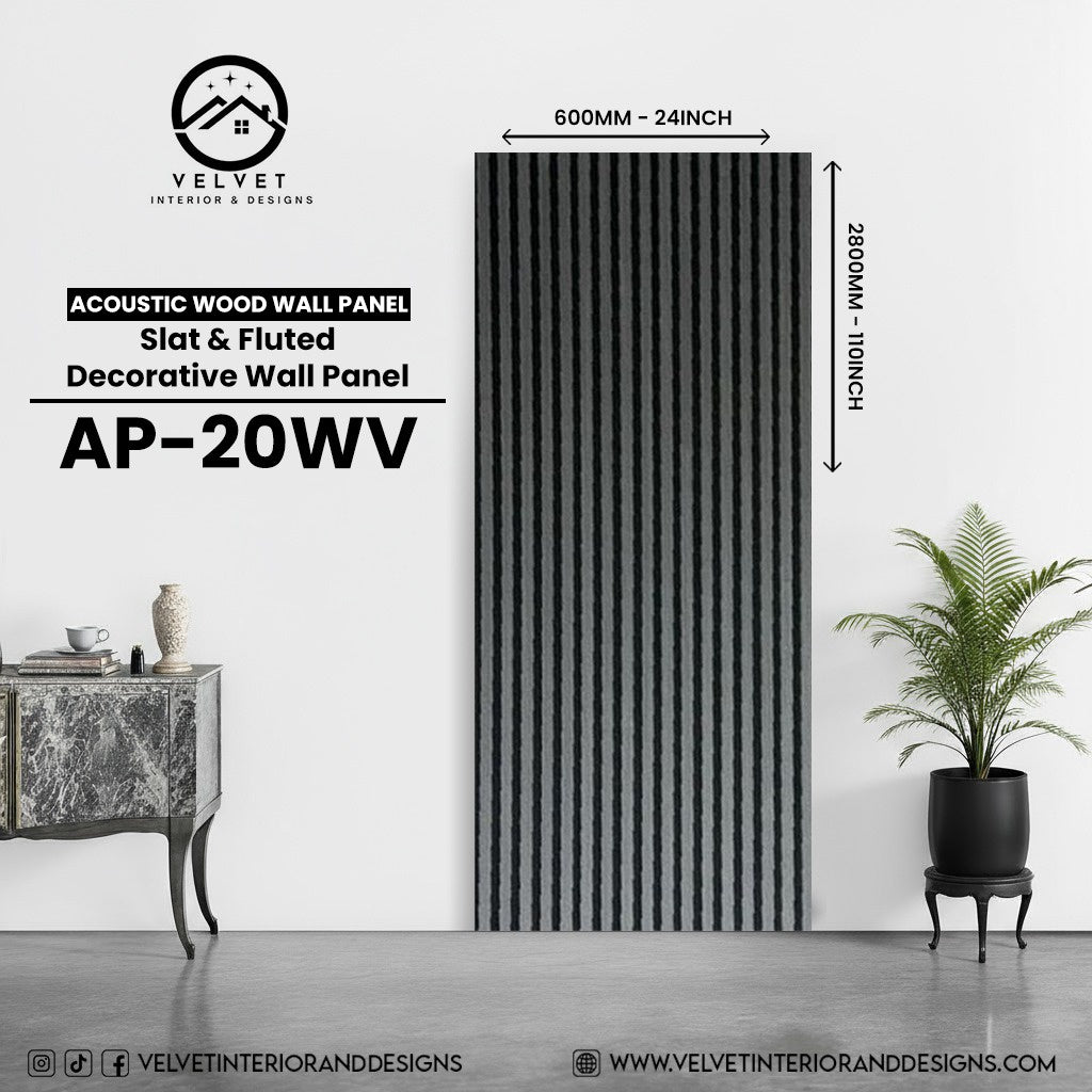 AP-WV20| Acoustic Wood Wall Panel | Slat & Fluted Decorative Wall Panel | 0.85 in x 24 in x 110 in | Sound-Absorbing | Ideal for Living Rooms, Bedrooms, TV Walls & Feature Walls