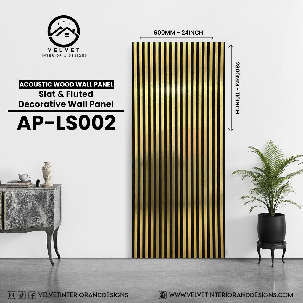 AP-LS002 | Acoustic Wood Wall Panel | Slat & Fluted Decorative Wall Panel | 0.85 in x 24 in x 110 in | Sound-Absorbing | Ideal for Living Rooms, Bedrooms, TV Walls & Feature Walls
