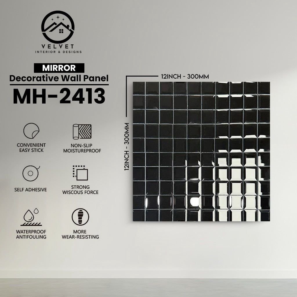 MH-2413 | Mirrors| Wall Panel Accessories | Decorative Wall Panel | 1/8 in x 12 in x 12 in | Convenient Easy Stick - Strong Viscous Force | Ideal for Living Rooms, Bathrooms & Feature Walls
