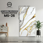 MS-26 | PVC Marble Wallpaper| Decorative Wall Panel | 1/8 in x 48 in x 110 in | Waterproof, Scratch-Resistant | Ideal for Living Rooms & Feature Walls
