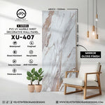 XU-407 | X Series | PVC UV Marble Sheet | Decorative Wall Panel | 1/8 in x 48 in x 110 in | Mirror Gloss Finish | Waterproof & Fire-Retardant | Ideal for Living Rooms, Bathrooms & Feature Walls
